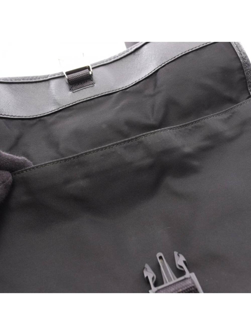 Prada Shoulder Bag Viaggio Black Nylon Saffiano Leather Triangle Logo Messenger - Picture 7 of 13